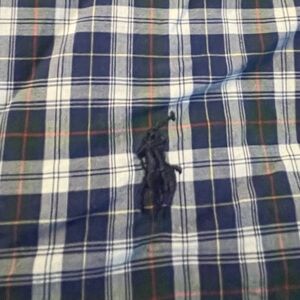 Ralph Lauren Navy and White Plaid Men's Shirt